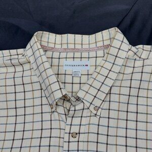 Cutter & Buck Button Up Shirt Pale Yellow Open Check Plaid Sz 4XL Long Sleeve
